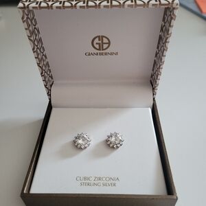 Giani Bernini Sterling Silver Cubic Zirconia Stud Earrings, NEW